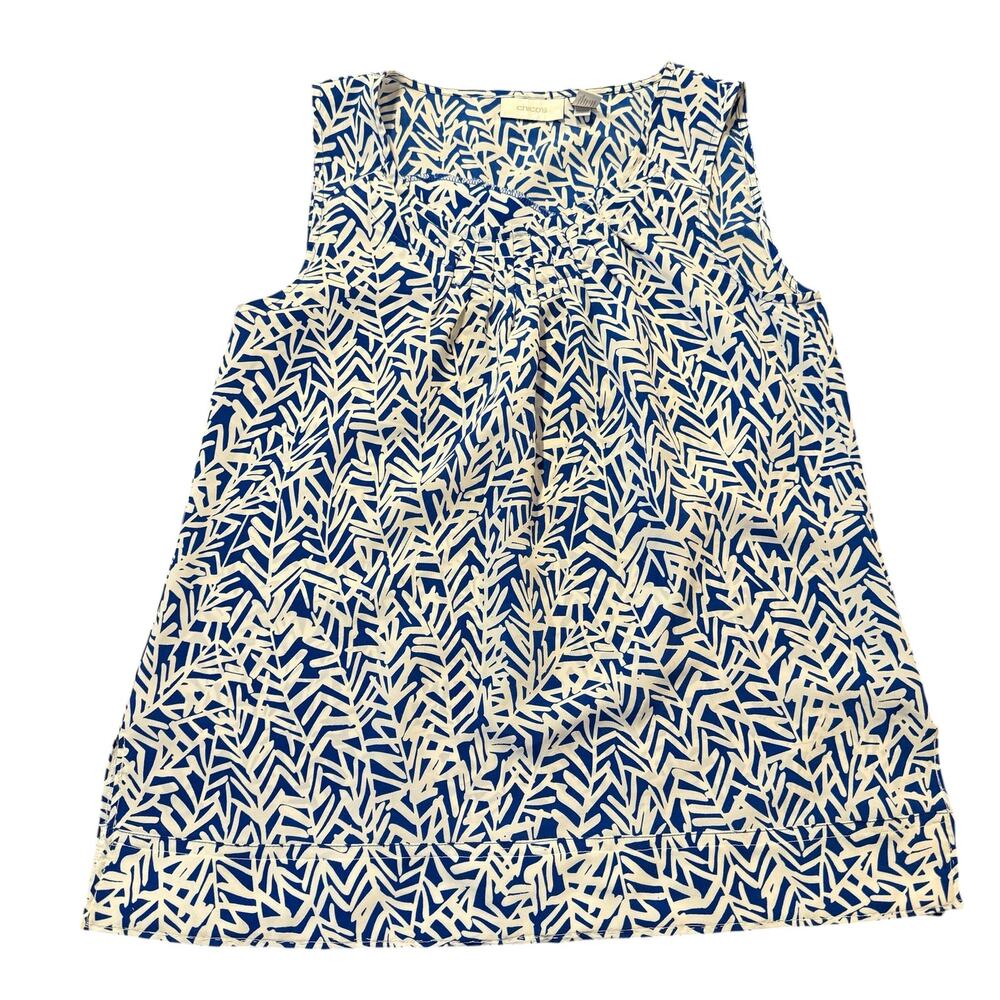 Chico’s cobalt blue and white blouse tank, scoopneck, tunic, Size 1 (US 8)
